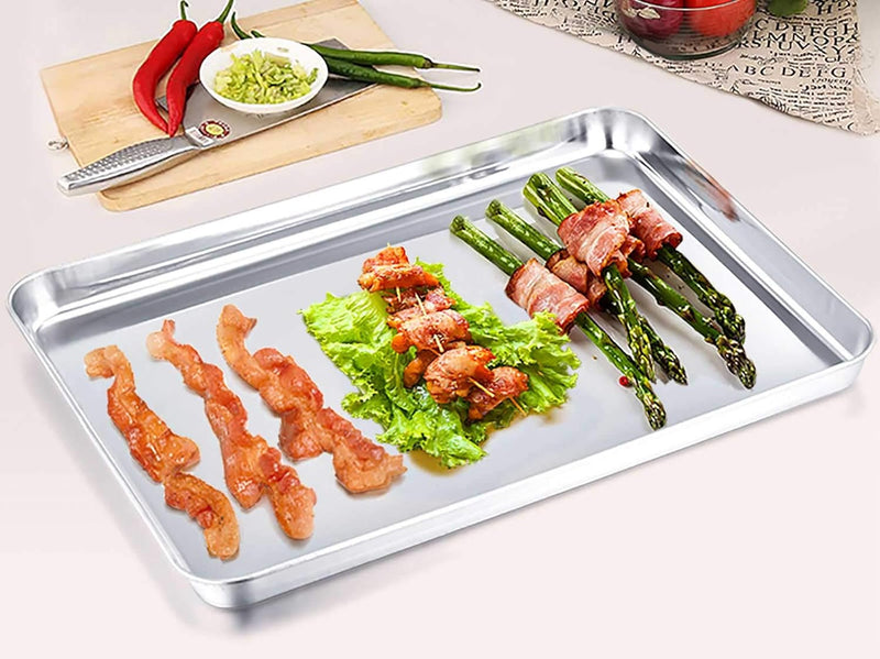 TeamFar Baking Sheet Set - 2-pc Stainless Steel Pan Set Non-toxic  Easy Clean