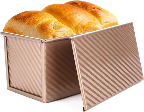 Beasea Pullman Loaf Pan 2 Pack Non-Stick Bread Mold with Lid for Baking