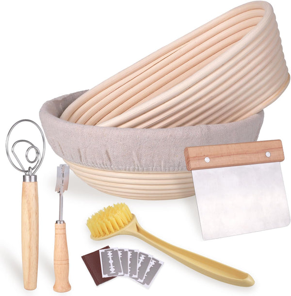 Banneton Bread Proofing Basket Set - Sourdough Baking Supplies