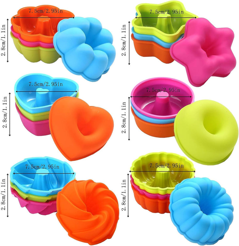 24-Pack Silicone Donut Mold Baking Cups Bagel  Muffin Pan - Nonstick Microwave  Dishwasher Safe