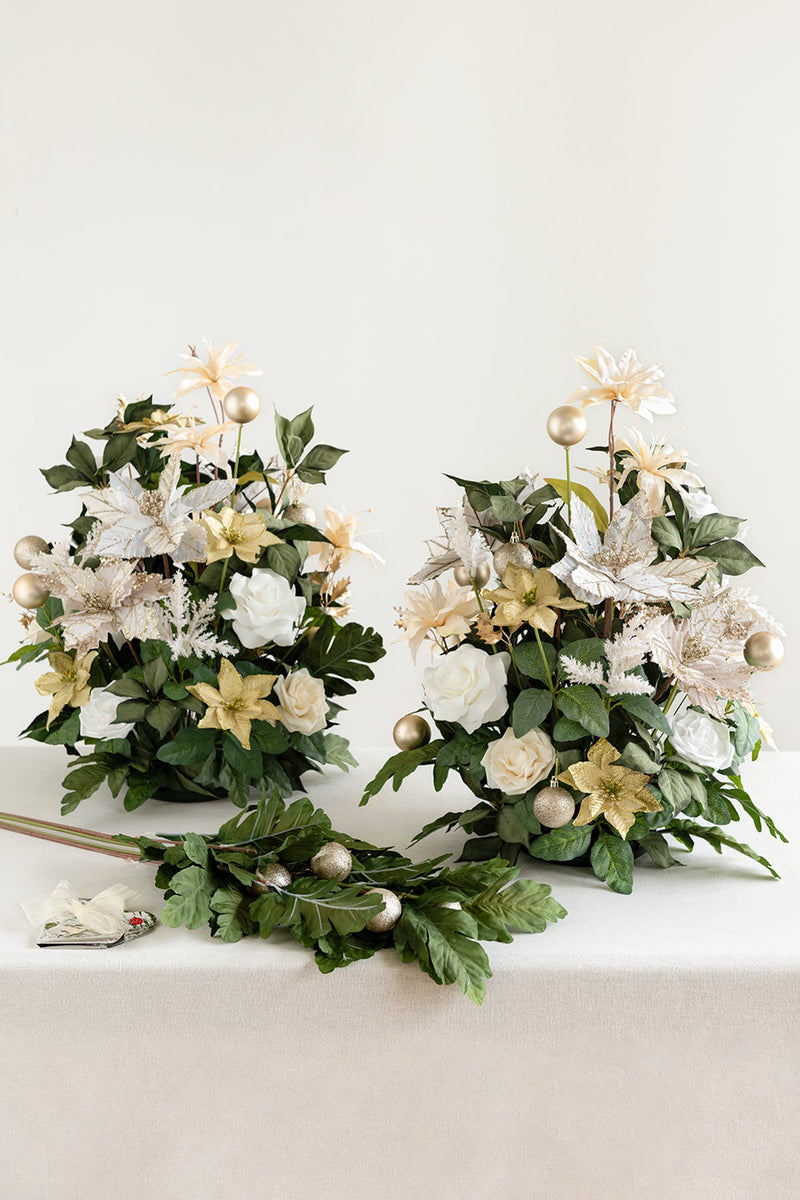 Champagne Christmas Flower Arrangements - Free-Standing