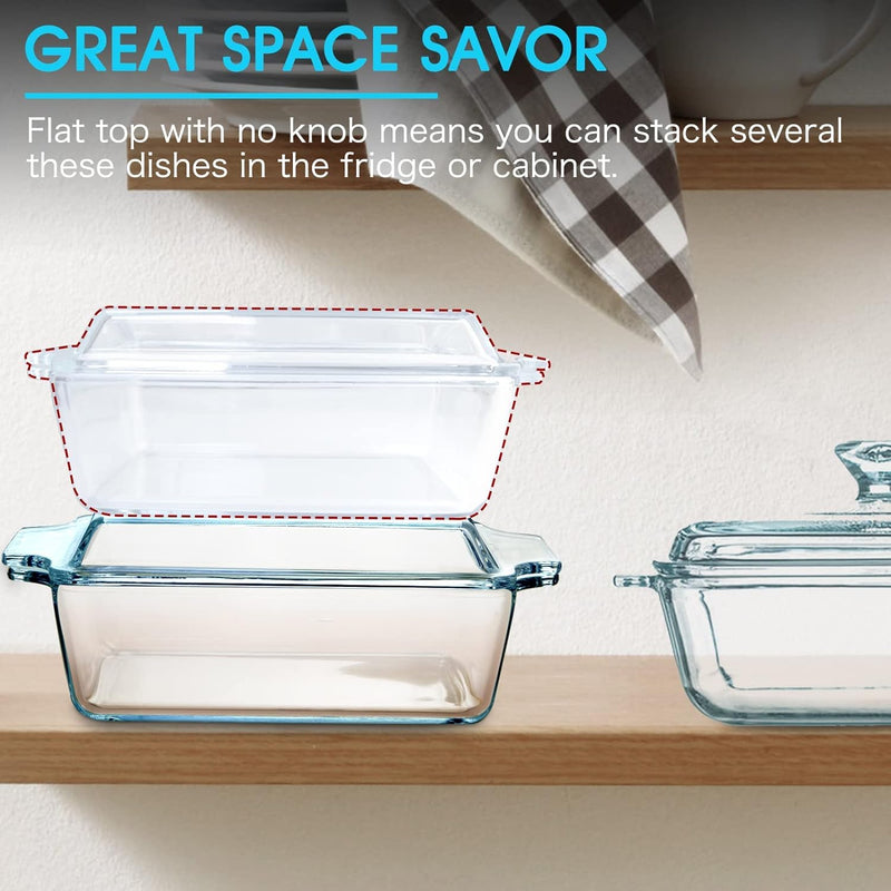 Mini Glass Casserole Dish with Lid - Single Serving Microwave Bakeware 57in x 7in