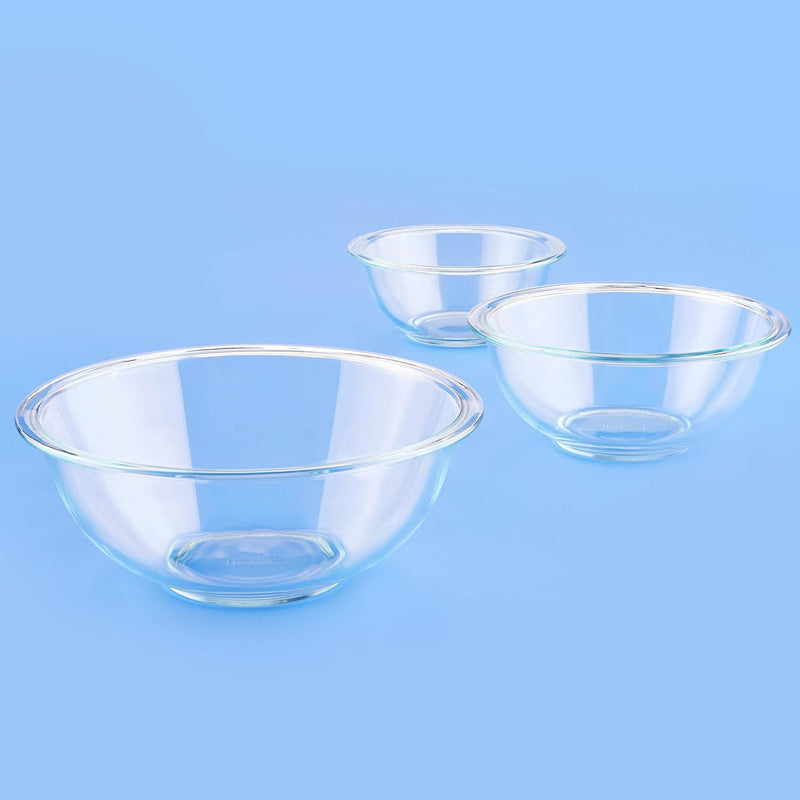 Pyrex Mixing Bowl Set - 3-Piece Smart Essentials Glass DishwasherMicrowaveFreezer Safe