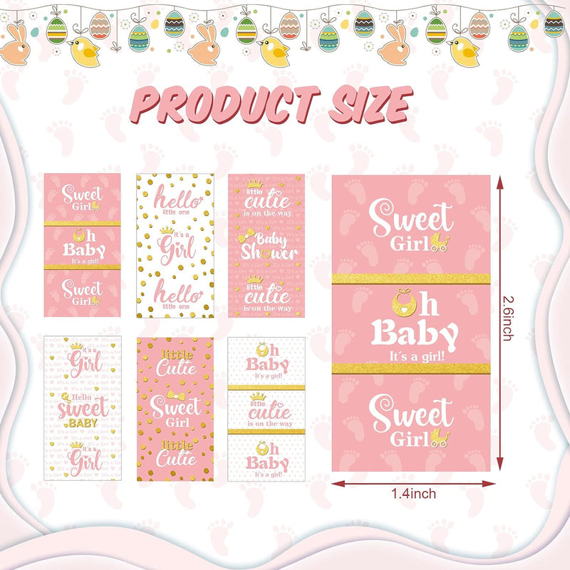 Baby Shower Candy Wrapper Stickers - Pink Girl Style 90 Pieces No Candy