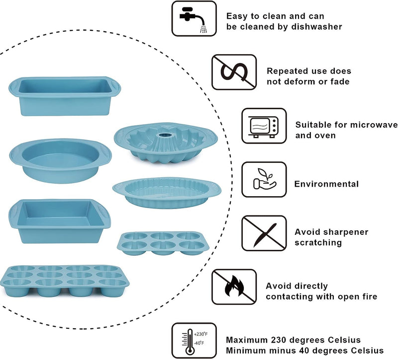 9in1 Nonstick Silicone Baking Bundt Cake Pan and Tools Set