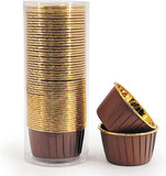 Party Hippo Cupcake Cups, 3.5 Oz 50 pcs Disposable Foil Muffin Liners, Gold Cupcake Baking Cups, Ramekin Aluminum Cupcake Tip Pan Ramekin Holders, Little Baking Cups (White)