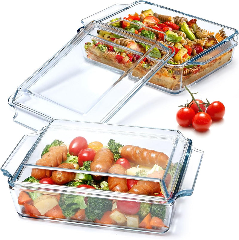 Mini Glass Casserole Dish with Lid - Single Serving Microwave Bakeware 57in x 7in