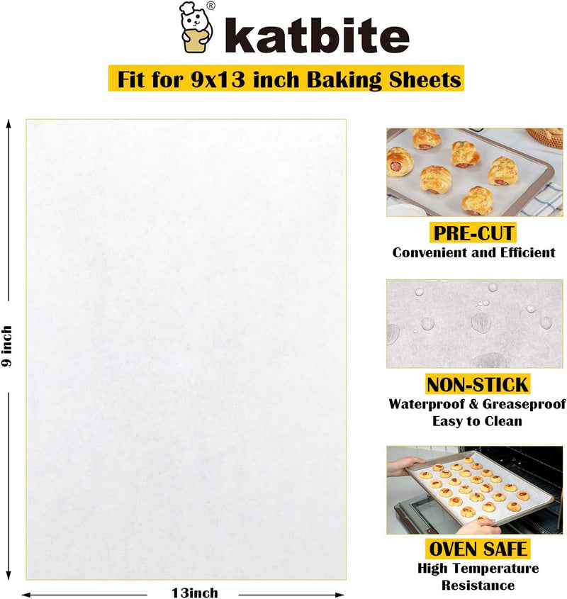 Katbite 200PCS Parchment Paper Sheets - Heavy Duty 12x16 Inch for Baking Cooking Frying Air Fryer Grilling Oven