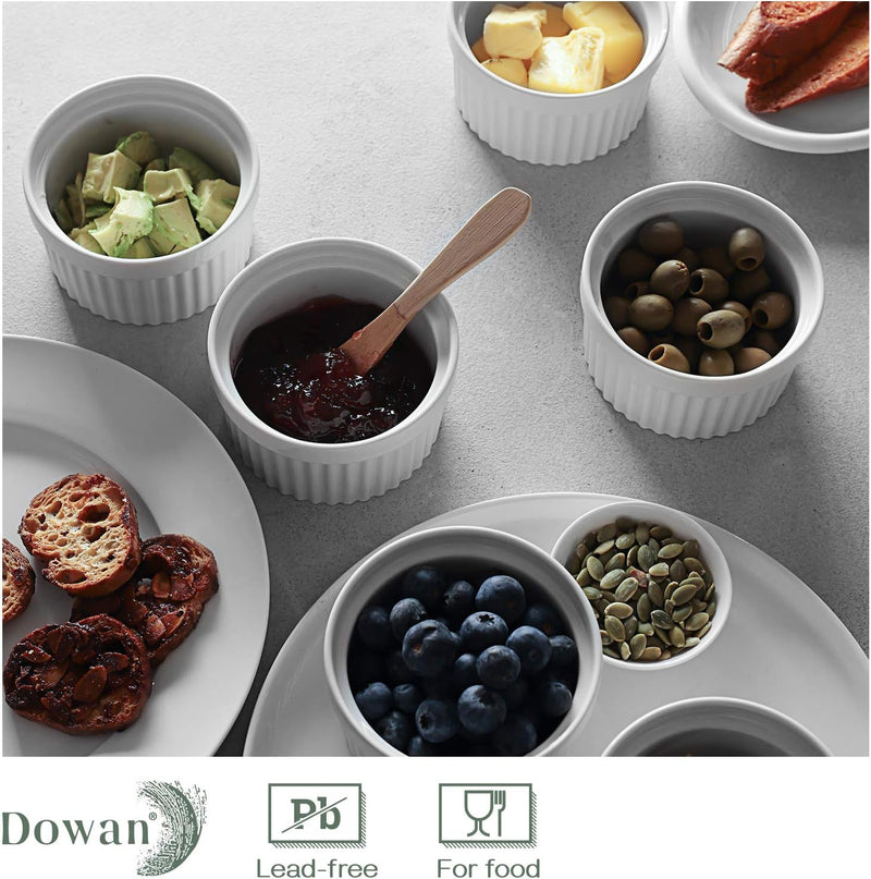 DOWAN Porcelain Ramekin Set - 4oz Baking 6 White