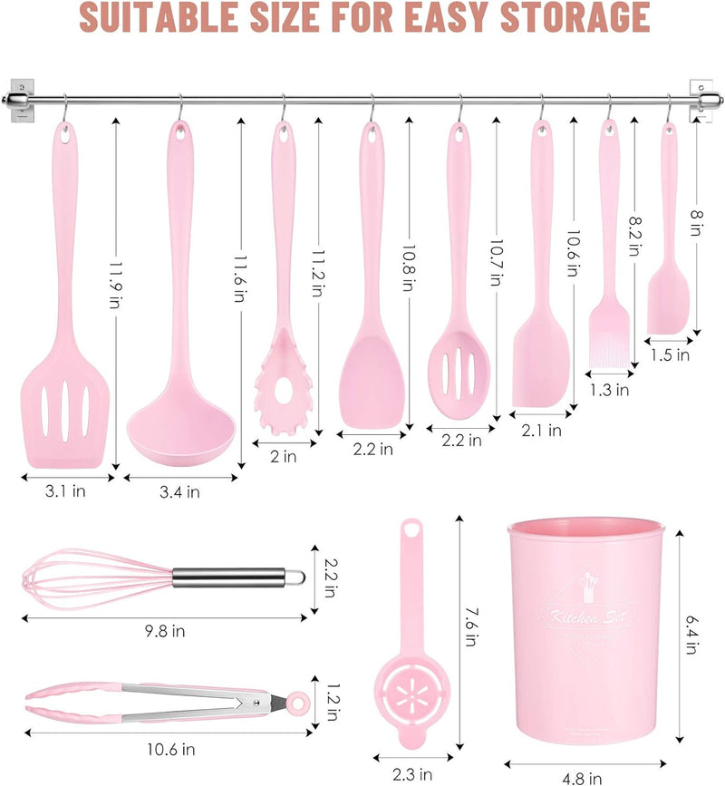 12-Piece Silicone Cooking Utensil Set - Dishwasher Safe  Heat Resistant 392F - Nonstick Kitchen Utensils for Cookware