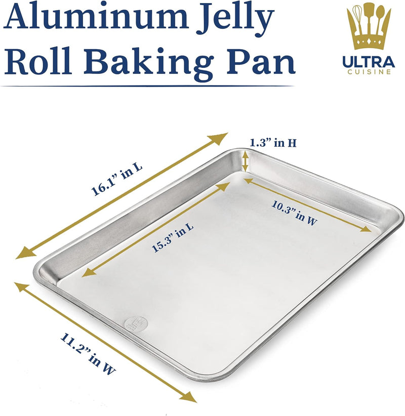 Professional Quarter Sheet Baking Pans - Set of 2 Aluminum Cookie Sheets - Rimmed 9x13-inch for Baking and Roasting