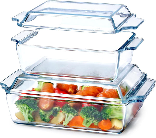 Mini Glass Casserole Dish with Lid - Single Serving Microwave Bakeware 57in x 7in