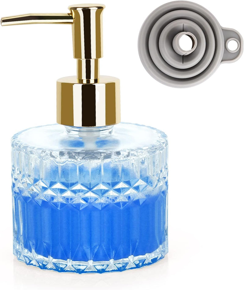 Multipurpose Glass Soap Dispenser - Gold with Easy Cleaning