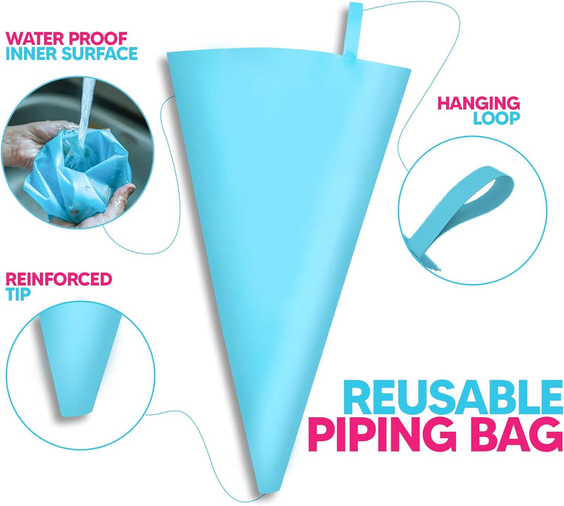 Riccle Reusable Piping Bags and Tips Set - 27 Pcs Cake Decorating Kit