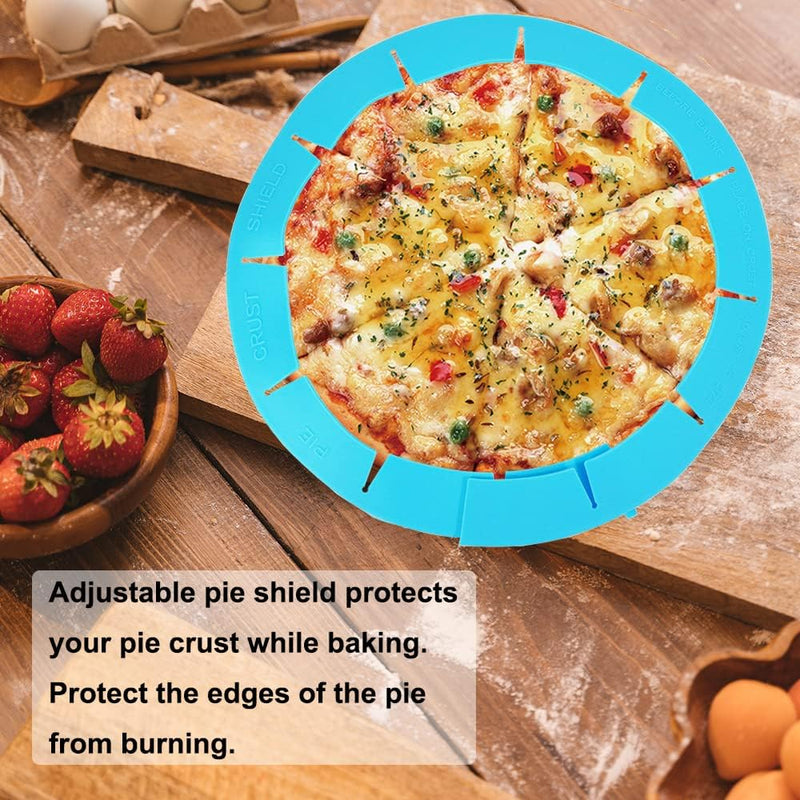 Adjustable Pie Crust Shield Protector - Silicone Baking Cover for Halloween Christmas Parties - Fits 8-115 Inches Pies