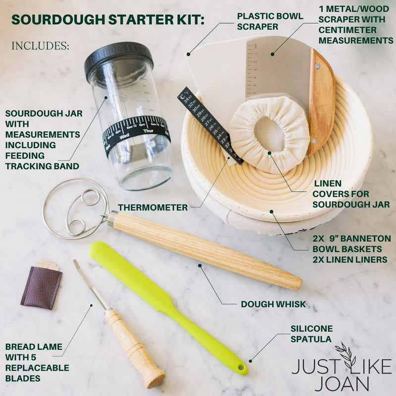 Ultimate Sourdough Kit with Starter Jar Banneton Basket and Tools