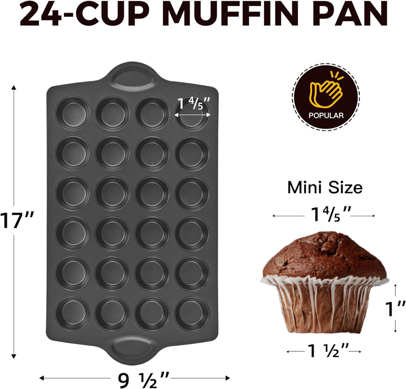 HONGBAKE Nonstick Muffin Pan - 12 Cup 2 Pack - Dark Grey