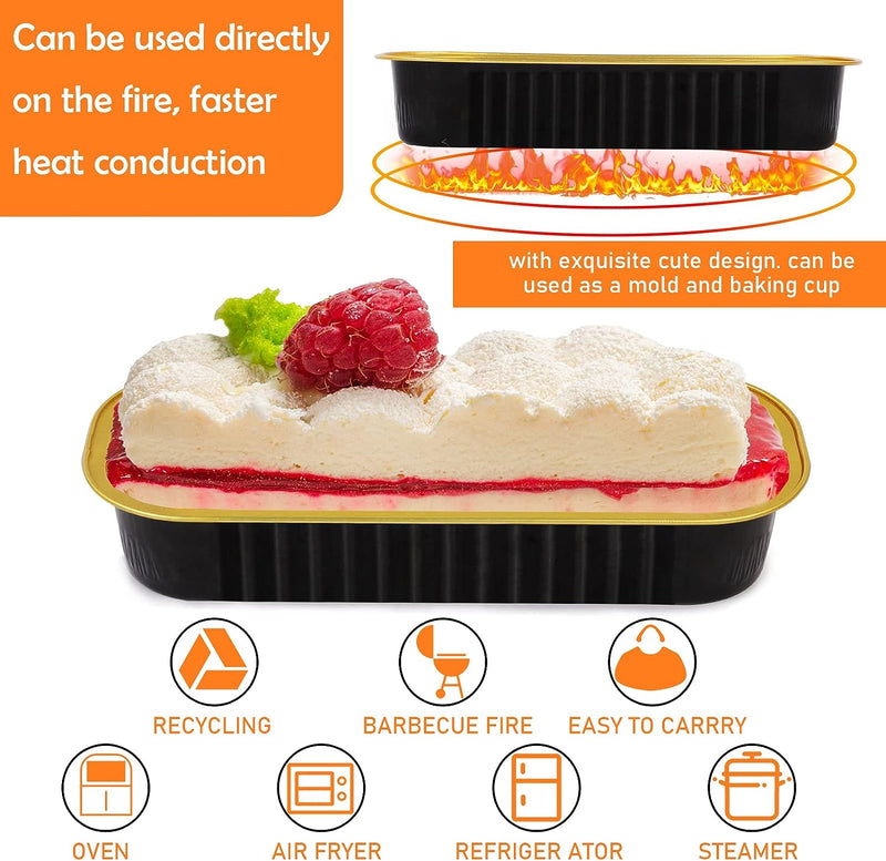 50pcs Disposable Mini Cake and Loaf Pans with Lids - Aluminum Foil Baking Set for Parties and Events