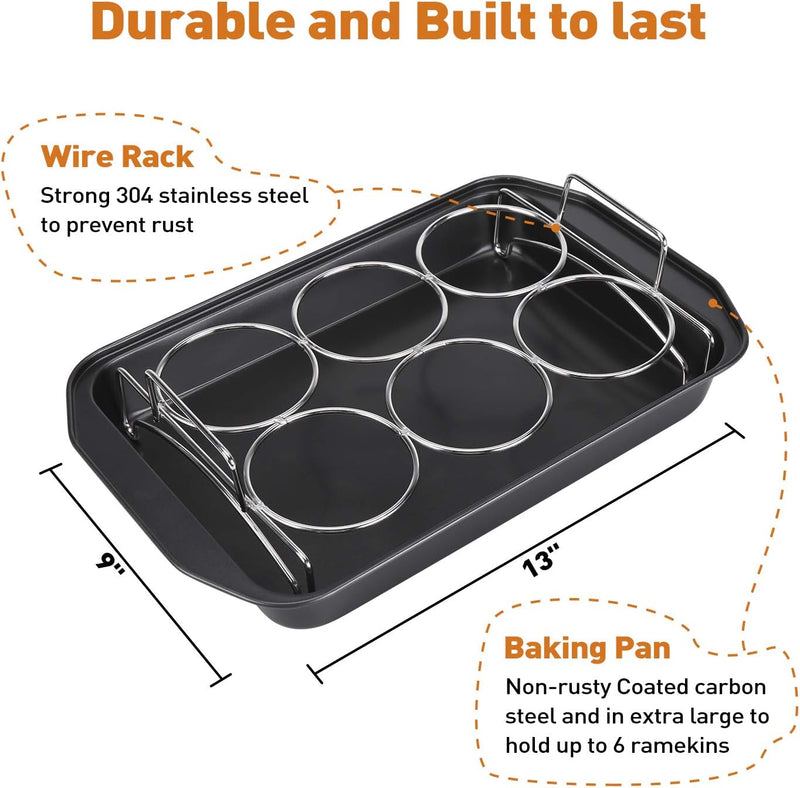 Creme Brulee Set with 6 Ramekins Stainless Steel Rack and 9 X 13 Pan