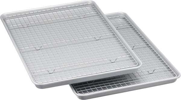 Nonstick Baking Sheets  Cooling Rack Set - Half Sheet Size 2-Pack