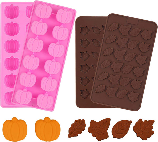 Halloween Pumpkin and Leaf Shaped Candy Mold - 4 Piece Set