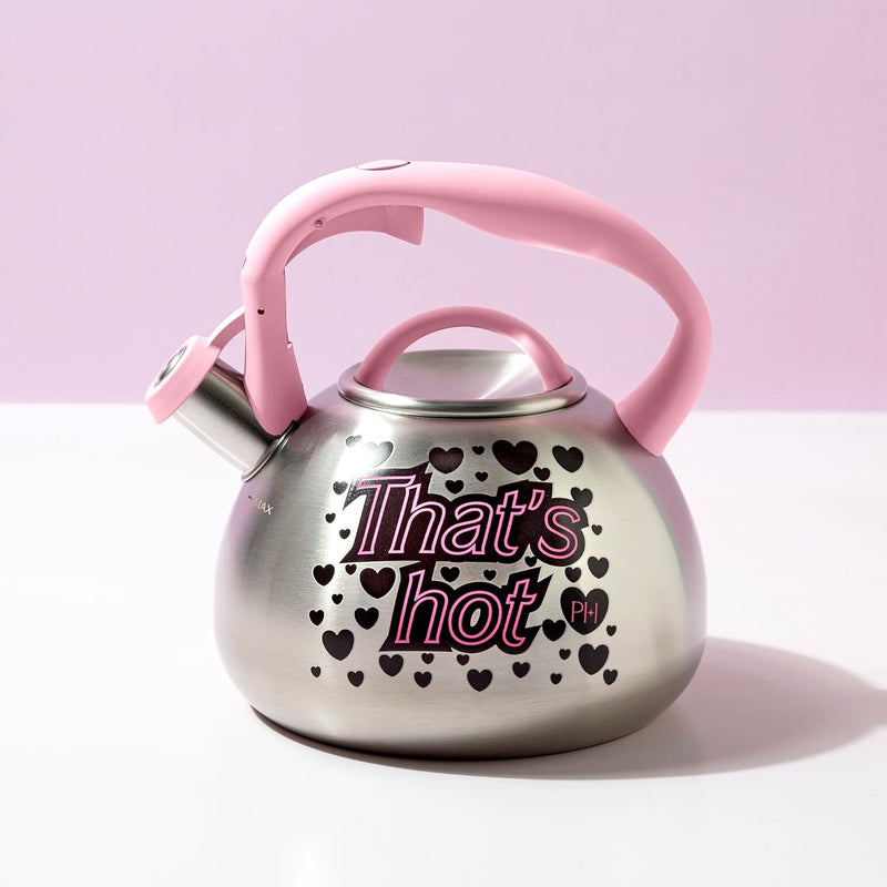 Paris Hilton Color Changing Tea Kettle Stainless Steel Soft Touch Handle 25-Quart Pink