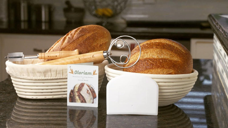 Sourdough Bread Banneton Proofing Basket Set with Dough Scraper