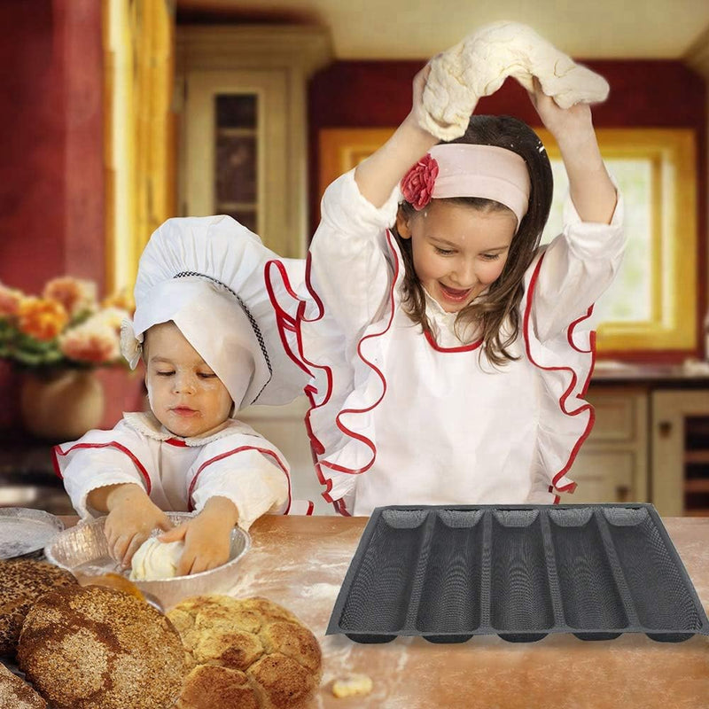 Silicone French Baguette Bread Pan with Non-Stick Baking Liners