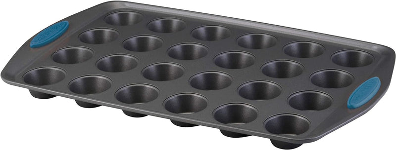 Rachael Ray Yum-o 24-Cup Nonstick Mini Muffin Pan - Gray with Orange Handles