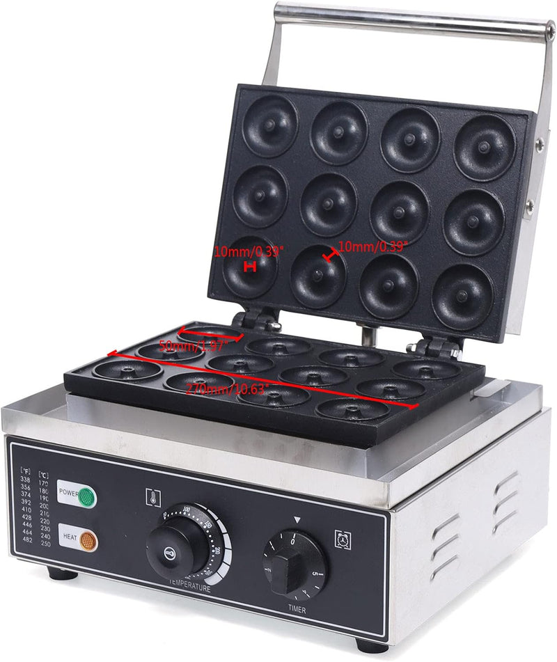 Donut Making Machine - Non-Stick Electric 12 Grid CommercialDomestic Donut Maker 2 Mini Donut Size