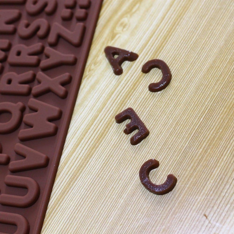 Silicone Letter and Number Chocolate Molds with Happy Birthday Cake Decorations and Symbols - 2pcs