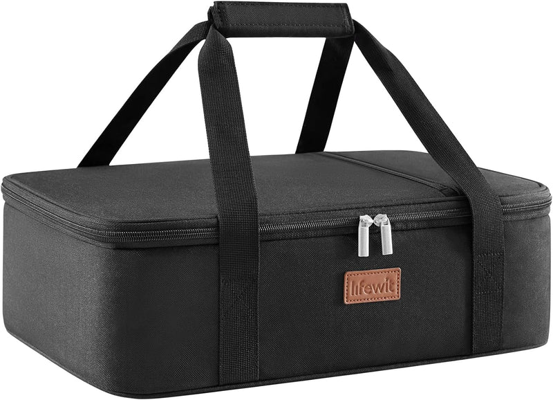 Lifewit Insulated Casserole Carrier with Lid and Carrying Case Fits 9x13 Baking Dish Grey