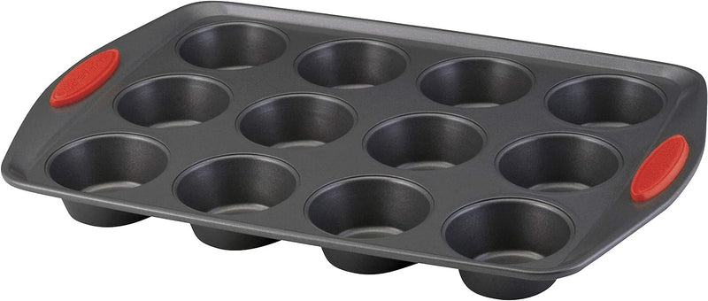 Rachael Ray Yum-o 24-Cup Nonstick Mini Muffin Pan - Gray with Orange Handles