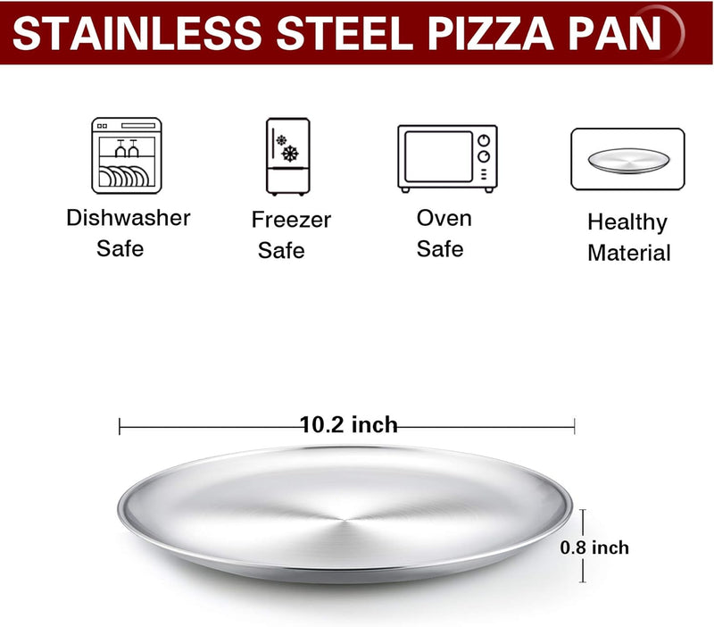 TeamFar 12 Stainless Steel Round Pizza Pan - Heavy Duty  Dishwasher Safe