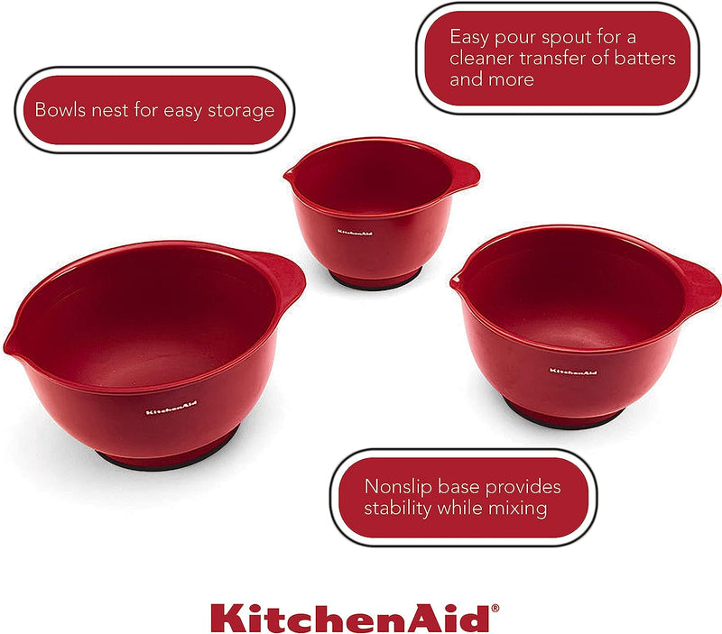 KitchenAid Mixing Bowls Set of 3 Empire Red 2 Quarts