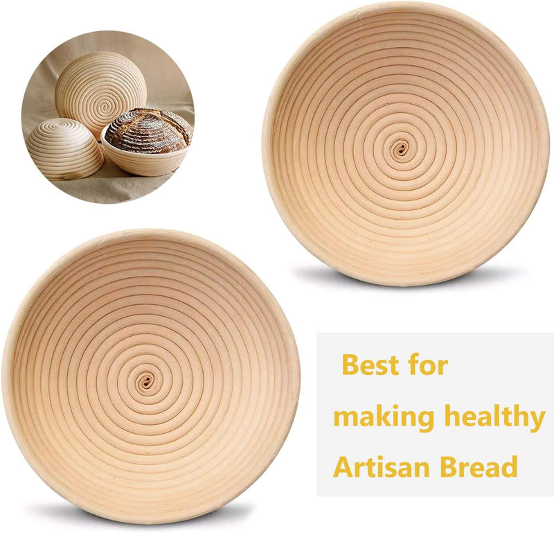 Brotform Bread Proofing Basket - 85 Inch Round Rattan - Home Bakers Essential