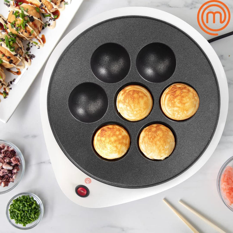 MasterChef Ebelskiver Maker - Nonstick Easy Clean Appliance for Takoyaki Donut Holes Cake Pops  More