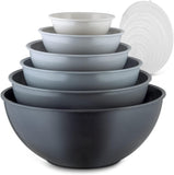 Zulay Kitchen 12 Piece Plastic Mixing Bowls with Lids Set - Colorful Mixing Bowl Set for Kitchen - Nesting Bowls with Lids Set - Microwave and Freezer Safe (Gray Ombre)