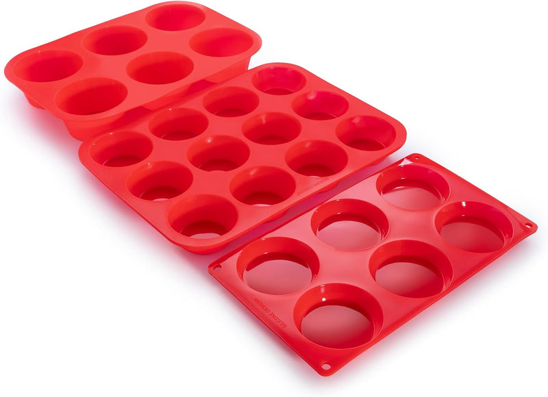 Silicone Muffin Pans - 6 Cup Jumbo Set of 2 Professional Use