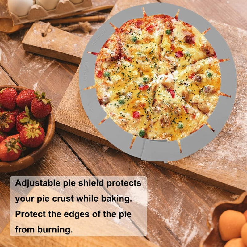 Adjustable Pie Crust Shield Protector - Silicone Baking Cover for Halloween Christmas Parties - Fits 8-115 Inches Pies