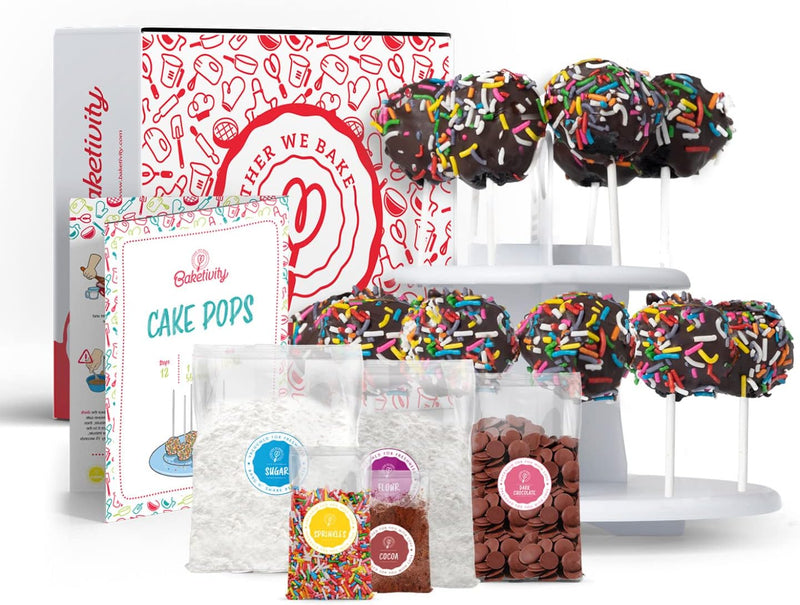 Baketivity Cake Pop Kit - No Mold or Maker Needed Stand and Baking Set for Kids  Kosher