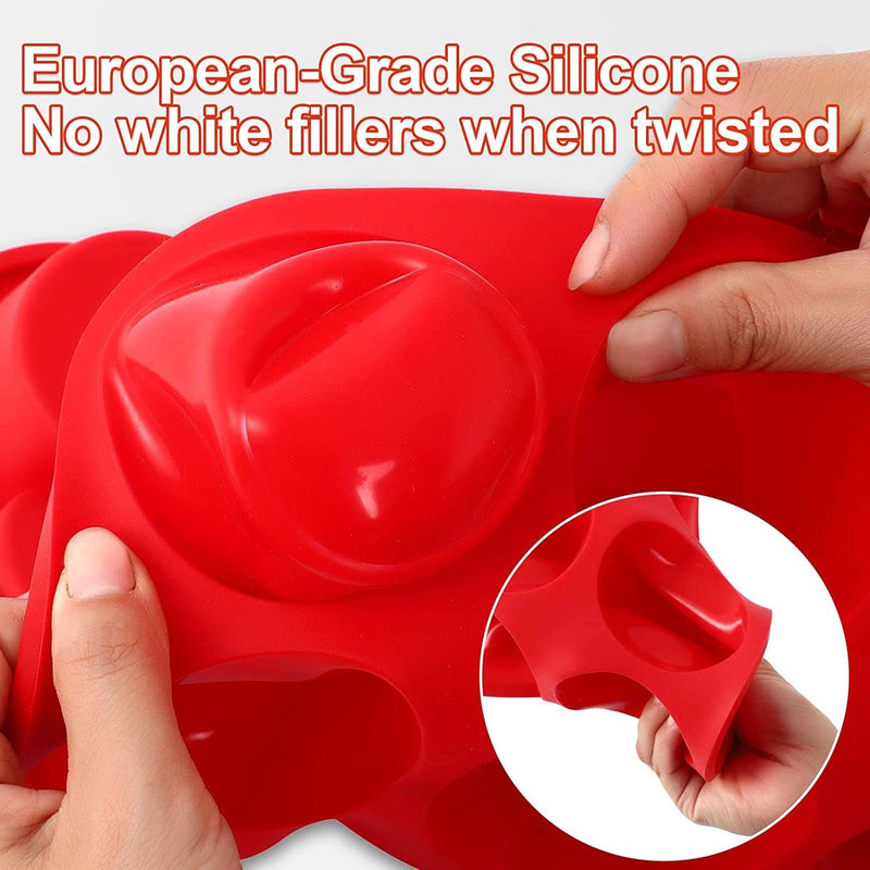 Silicone Muffin Pan - European LFGB Certified Non-Stick BPA-Free Red