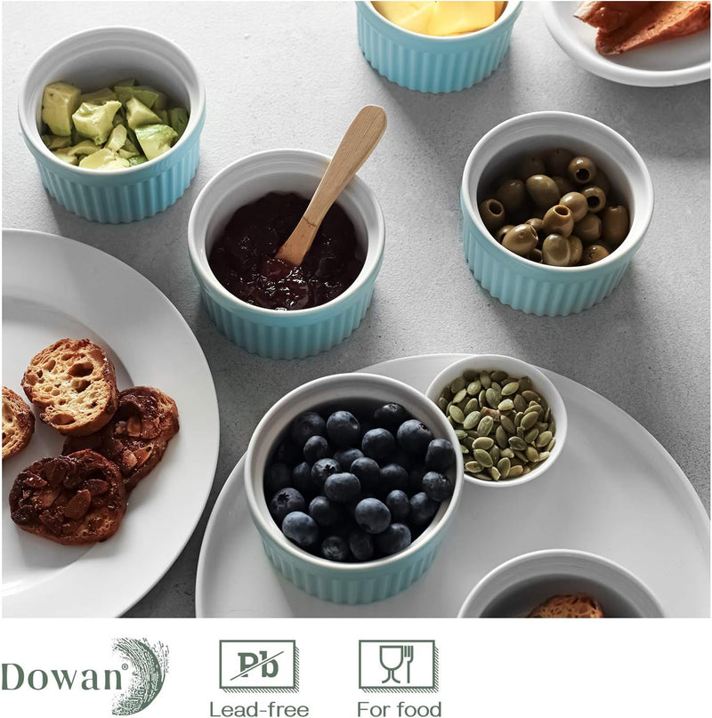 DOWAN Porcelain Ramekin Set - 4oz Baking 6 White