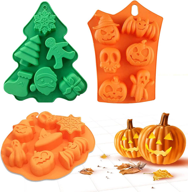 Festive Christmas Silicone Baking Molds - 2-Pack Nonstick Cake Muffin Mold