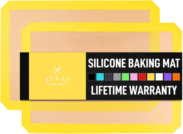 Zulay Kitchen 2-Pack Silicone Baking Mat Sheet - Nonstick Reusable Mats - 165x116 - Dark Gray