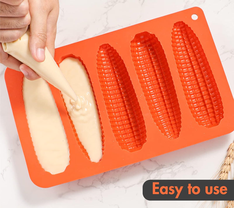 Corn Stick Bread Pan Set - 2 Silicone Molds for Baking Cornbread Sticks