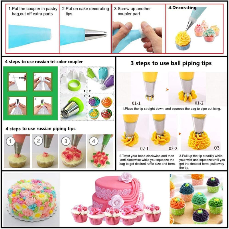 Cake Decorating Kit with 387 Pcs - Piping Bags Tips Spatulas and More