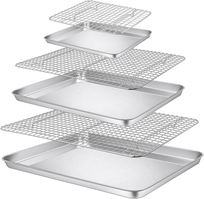 PP CHEF 8-Piece Stainless Steel Baking Sheet and Rack Set - Oven and Dishwasher Safe