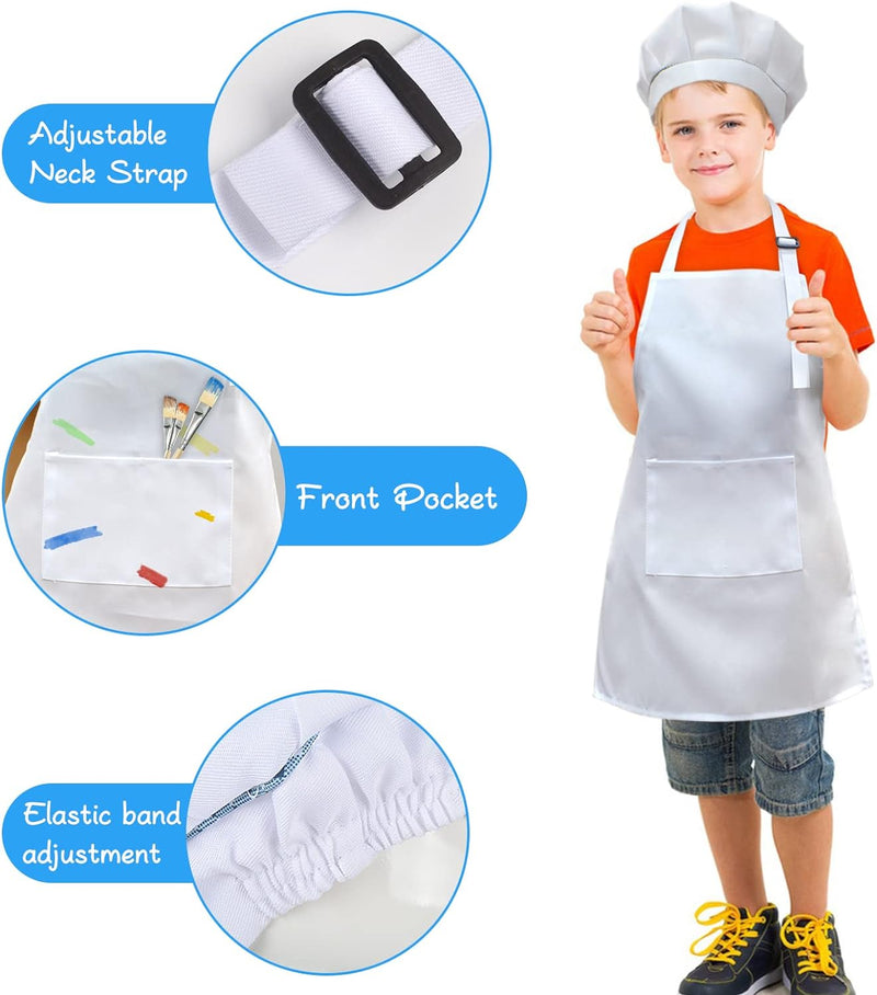 Kids Chef Apron and Hat Set for Cooking Baking and Painting