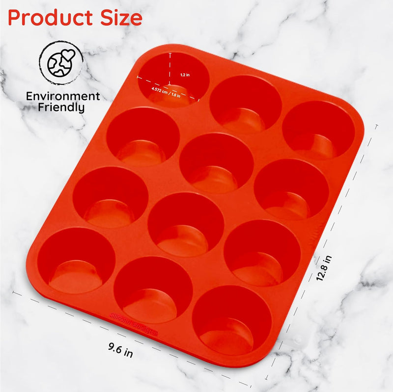 Silicone Muffin Pans - 6 Cup Jumbo Set of 2 Professional Use